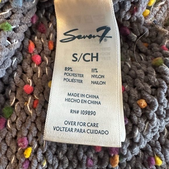 Seven 7 Chenille Confetti Crewneck Women’s Sweater Small Y2K Grunge Distressed - Picture 6 of 6